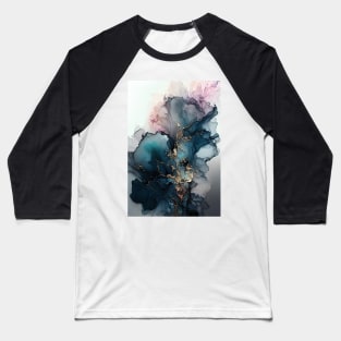 Blue Smoke - Abstract Alcohol Ink Art Baseball T-Shirt